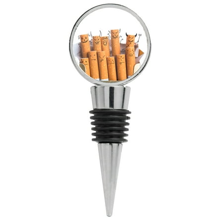 

Photograph of Cigarettes with Drawn on Faces Wine Stopper