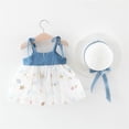 thumbnail image 5 of IFNWSV Toddler Girls Denim Dress Short Sleeve Round Neck Bowknot A-Line Summer Fashion Casual Sundress Blue 12-18 Months, 5 of 7