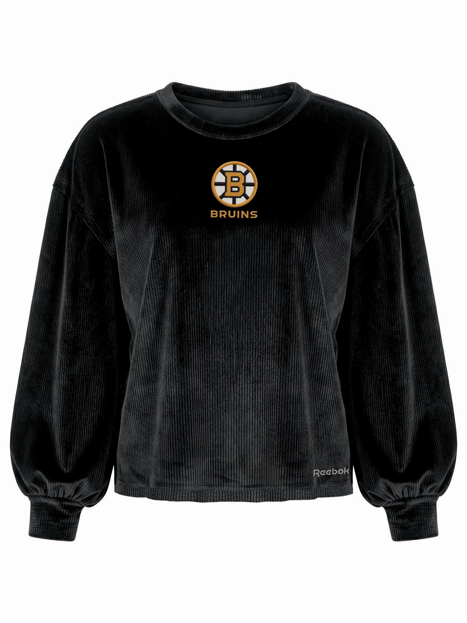 Boston Bruins Reebok Womens Crew Neck Pullover with Balloon Sleeves
