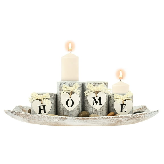 Tealight Candle Holder,Farmhouse Coffee Table Decor Candle Holder - with 4 Tealight Candles Holders for Tables Centerpiece Home Decorations Living Room Fireplace Kitchen