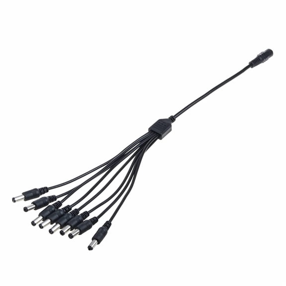 FITE ON 8 Way DC Power Supply Splitter for Security Cameras 1 Female to 8 Male 5.5 * 2.1mm 8 Channel Y Adaptor for CCTV Surveillance Cameras (8 Way Splitter Cord)