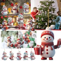KOYPTL 6pcs-Christmas Tree Pendant with Gold Rope,Red White Christmas Snowman Hanging Ornaments for Christmas Wedding Birthday Party Interior Decoration & Room Wall Fireplace Window Festive Accessory
