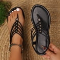 thumbnail image 2 of HVOBTTY Women's Summer Fashion Casual Comfortable Round Toe Open Toe Back Elastic Strap Flat Sandals Black, 36, 2 of 5