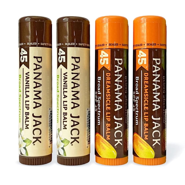 Bálsamo labial protector solar Panama Jack SPF 45, paquete de sabores