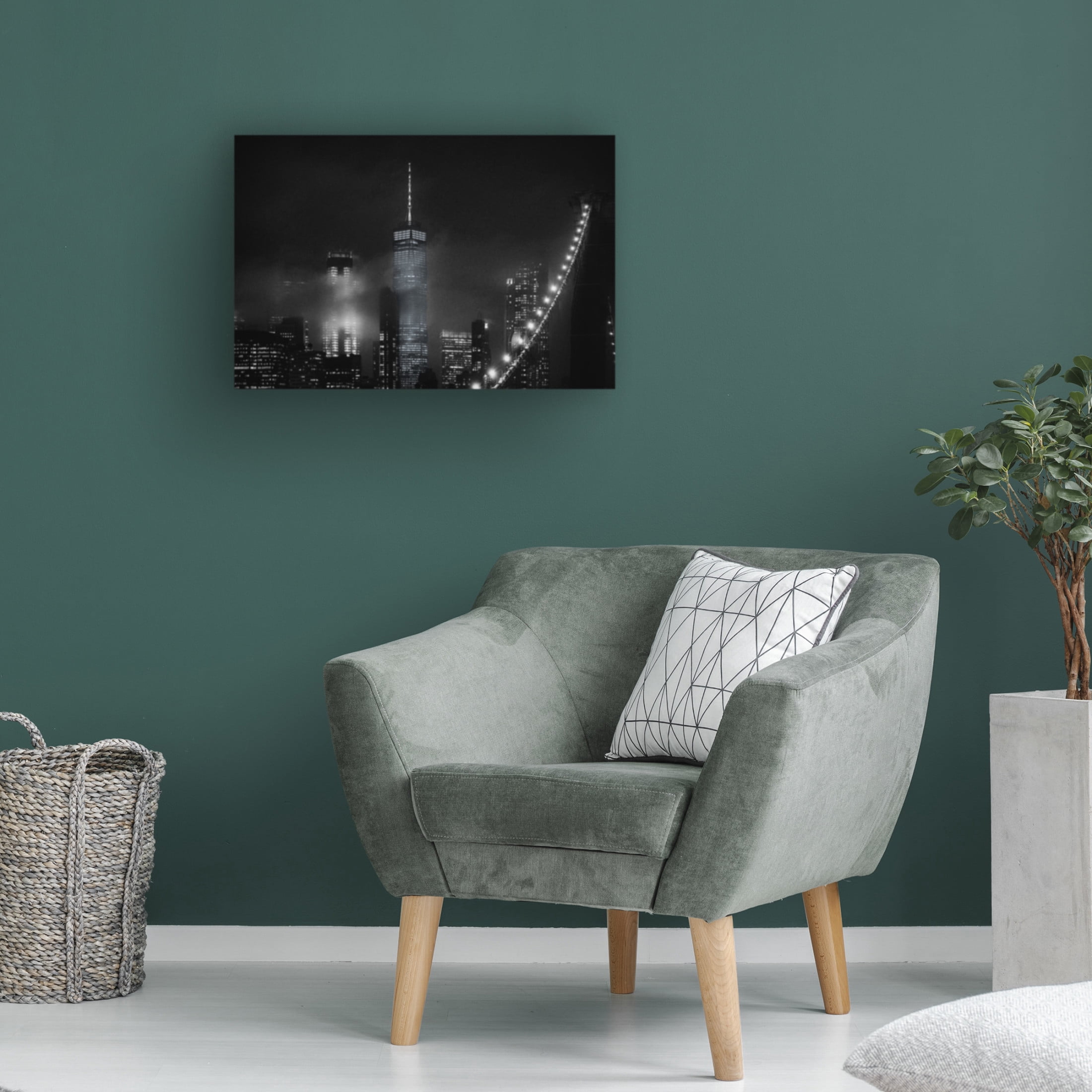Canvas Wall Art - Carlos Ramirez 'Night Cityscape From The Brooklyn Bridge' Wall Art for Living Room, Bedroom, or Office D?cor by Trademark Fine Art - 32 x 22 Inches