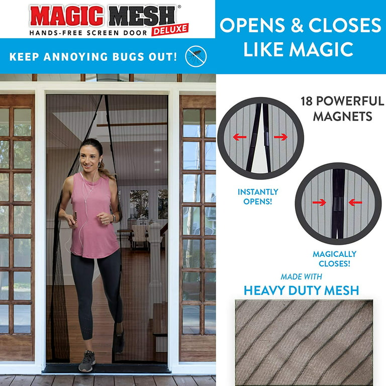 Generic Magic Mesh Deluxe- Black- Hands Free Magnetic Screen Door, Mesh  Curtain Keeps Bugs Out, Frame
