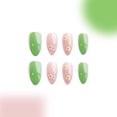 thumbnail image 3 of Uñas postizas, uñas postizas, regalos para mujeres, uñas de flores verdes, 24 piezas de parches para uñas, 3 of 5