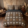 thumbnail image 3 of Manfei Western Cow Skull Twin Bedding, Bohemian Aztec Bedding Comforter Set, Brown White, Black Reversible 7 Pieces, 3 of 6