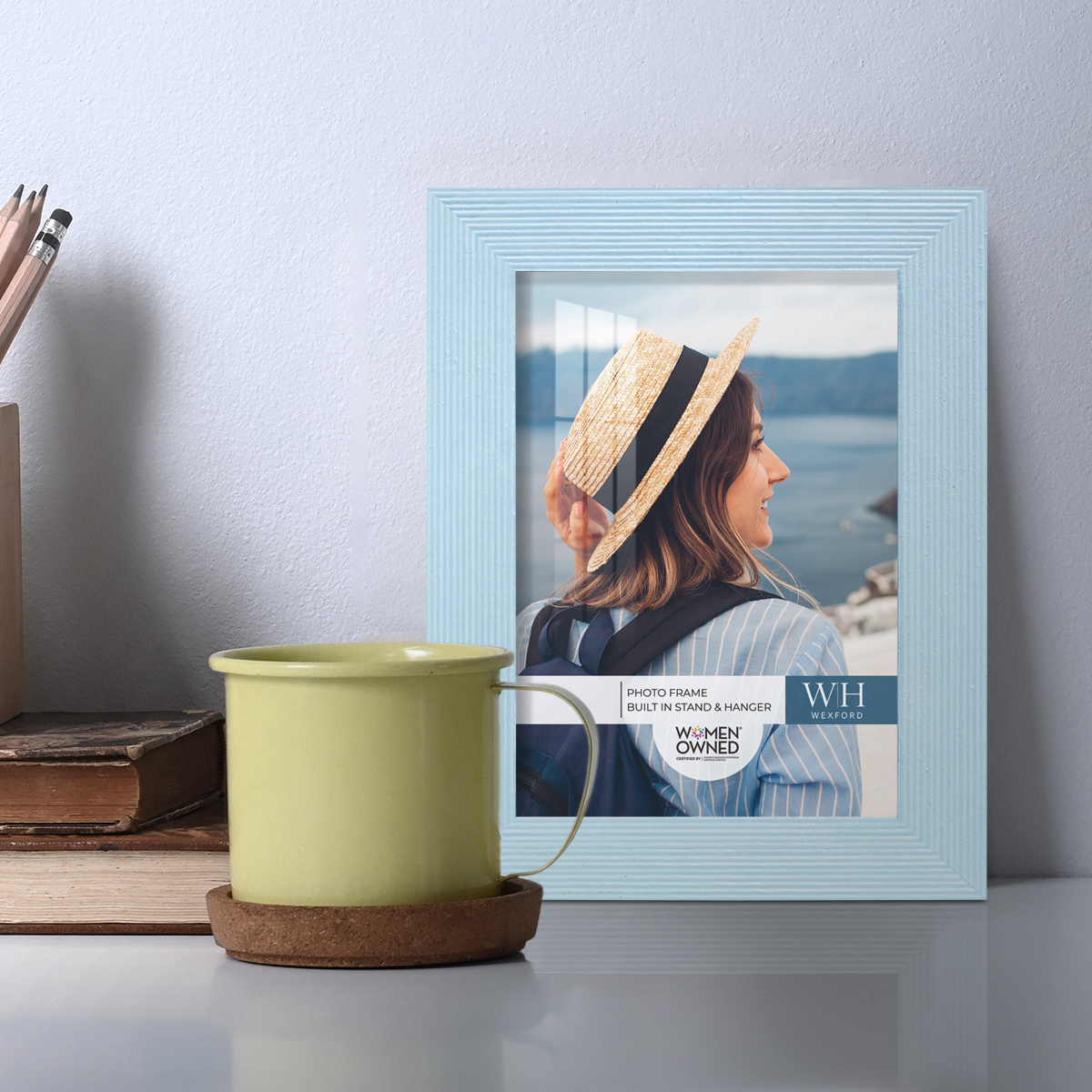 Grooved 3.5 in. x 5 in. Blue Picture Frame (Set of 2)