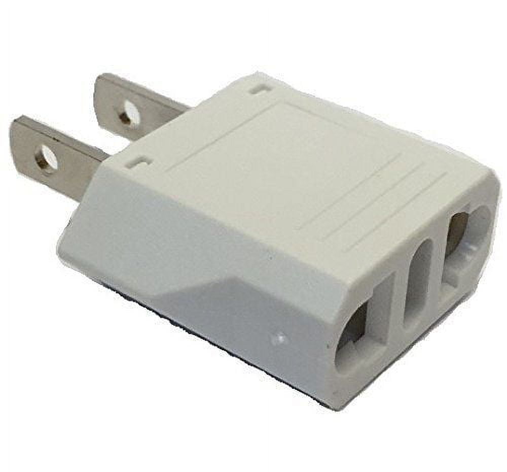 2 Pack of White European to American Plug Adapters- Europe Asia to US-Style converter