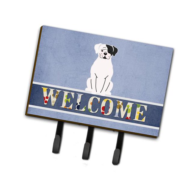 Carolines Treasures BB5695TH68 White Boxer Cooper Welcome Leash or Key Holder