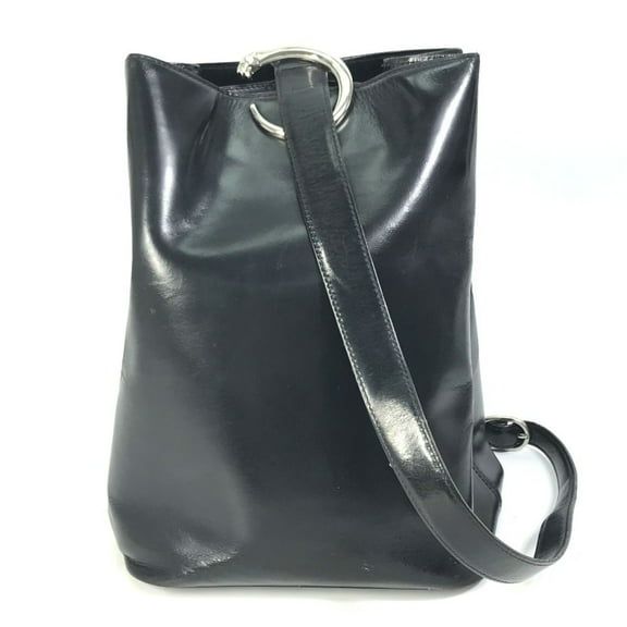 Pre-Owned CARTIER Leopard Print Panther Shoulder Bag in Black Leather for Women (Good)
