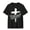 Black, variant on Men's Christian Faith T-Shirt With A Blessed Cross Print And Handwritten Lettering - Loose Fit, Crew Neck, Short Sleeve. Suitable For All Seasons
