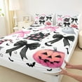 thumbnail image 3 of Feelyou Teens Kawaii Ribbon Full Size Sheets, Magic Castle Witch Hat Bed Sheets, Gothic Halloween Pumpkin Sheet Sets, Lightweight Room Decor, 4pcs, 3 of 7