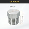 thumbnail image 2 of Uxcell 5pcs 304 Stainless Steel Pipe Plug Fitting 1/2" PT Male Thread Outer Hex Head Cap Hexagonal Head Bung Plugs Fittings for Air Water Oil Gas Tube, 2 of 6