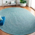 thumbnail image 2 of SAFAVIEH Braided Gino Distressed Machine Washable Reversible Area Rug, Teal/Green, 6' x 9' Oval, 2 of 9