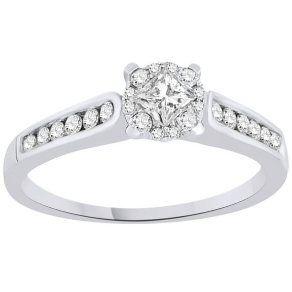 AFFY White Natural Diamond Engagement Ring In 14k White Gold (0.72 Cttw)