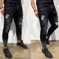 thumbnail image 3 of Daqian Jeans for Men Mens Skinny Stretch Denim Pants Distressed Ripped Freyed Slim Fit Jeans Trousers Mens Jeans Black 33(XL), 3 of 9