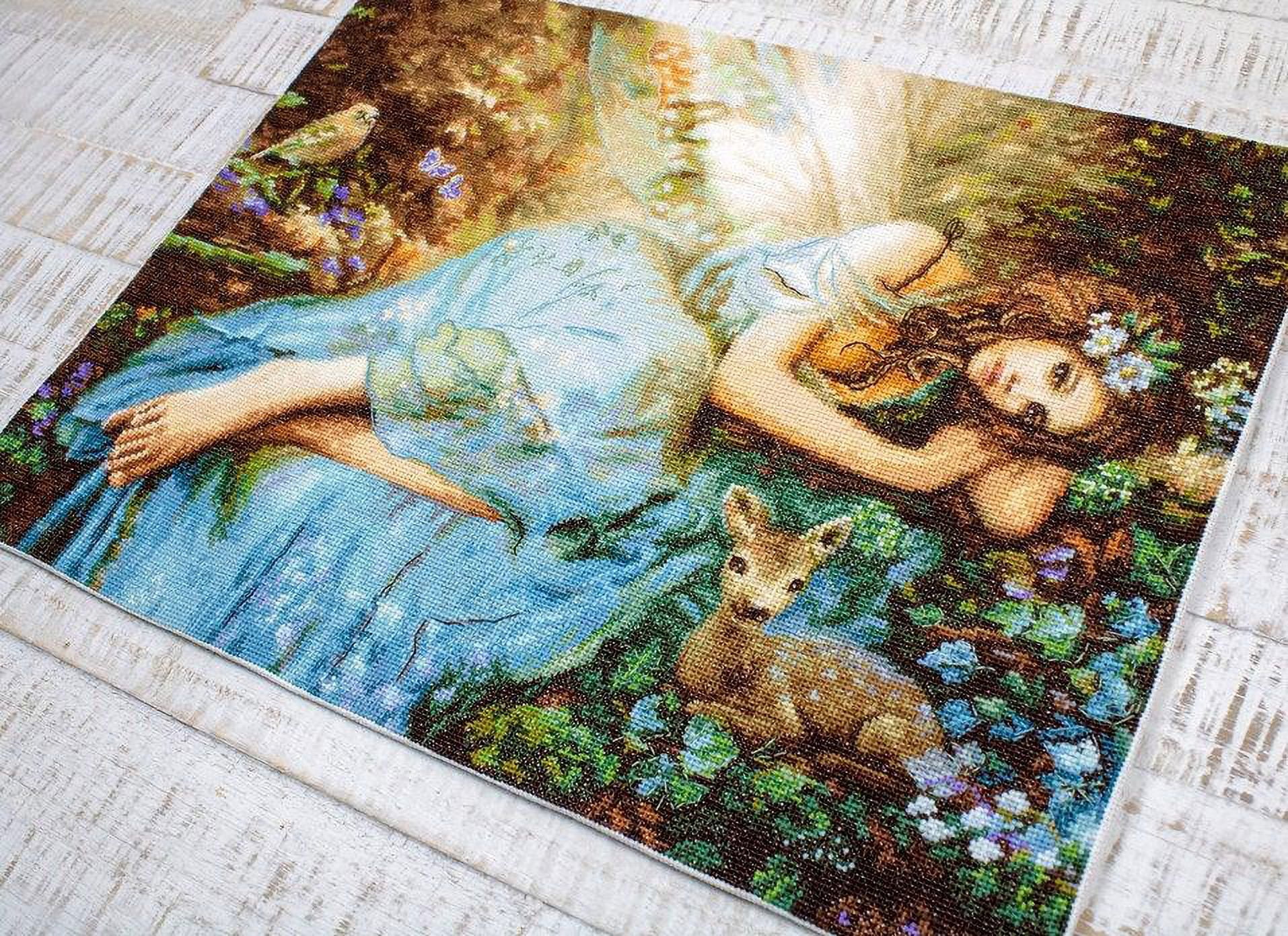 Counted Cross Stitch Kit Spring Fairy Leti960 By LetiStitch Needlework Blue Girl Canvas Cotton Flower