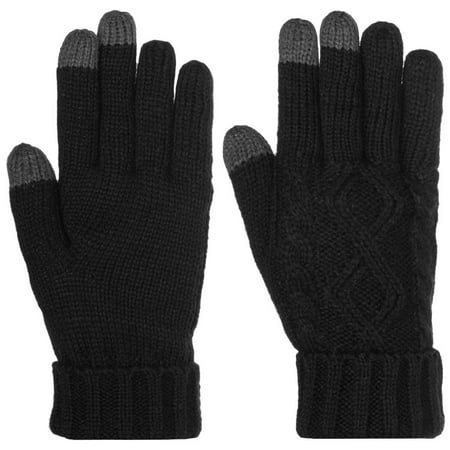 DG Hill Warm Texting Gloves For Women, Cable Knit Touchscreen Winter Text Gloves Cute & Cozy Fleece