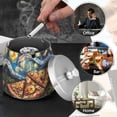 thumbnail image 4 of Yayeee Ashtray with Lid for Cigarette Smokeless Stainless Steel Home Ash Holder, Starry Pizza, 4 of 7
