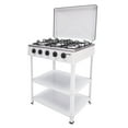 thumbnail image 6 of 5 Burner Portable Gas Stove Stove with Support Leg Stand, Manual Lgnition Camping Stove for Apartment, Outdoor Cooking (White), 6 of 28