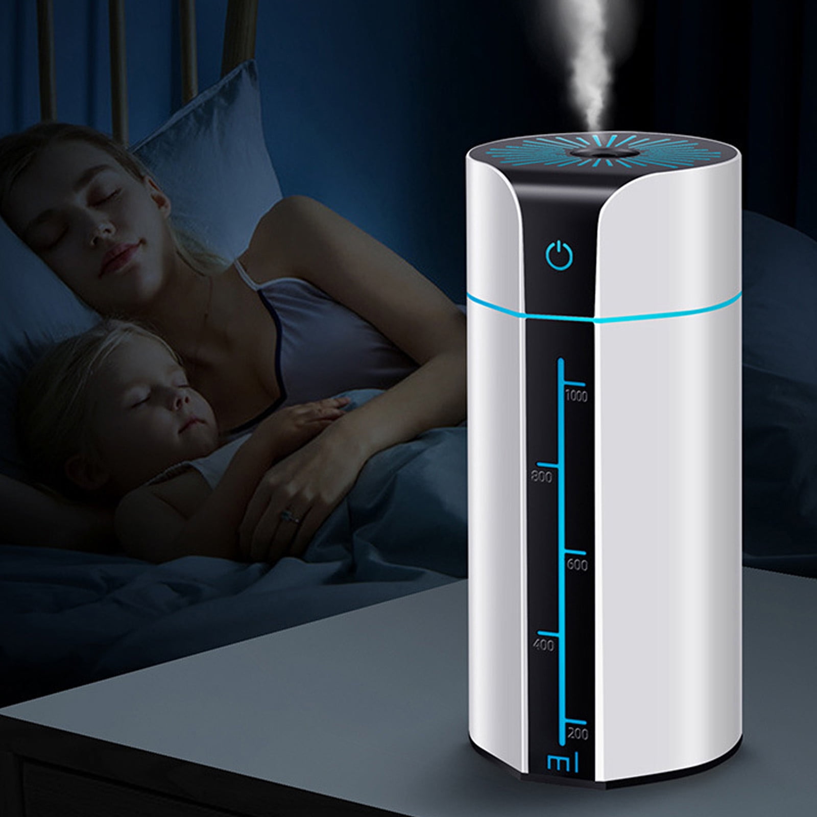 Finelylove Cool Mist Humidifiers For Babies, 1000ML Quiet And Small Humidifier For Bedroom Nightstand, Space Saving, Auto Shut Off With LED Night Light
