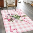 thumbnail image 2 of 2.7'x5' Area Rugs, Pink Tulip Spring Floral Indoor Outdoor Area Rug for Living Room Bedroom, Romantic Flowers Modern Art Pink Plaid Bathroom Rugs Kitchen Floor Carpet Mats Home Decor Aesthetic, 2 of 8
