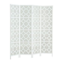 Roundhill Furniture Quarterfoil infused Diamond 4-Panel Room Divider in White