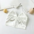 thumbnail image 6 of Xijirk Womens Satin Bandage Bandeau Top Tube Top with Eight Button Back Closure Sleek Vest for Layering and Outfits,Z01 White,M, 6 of 7