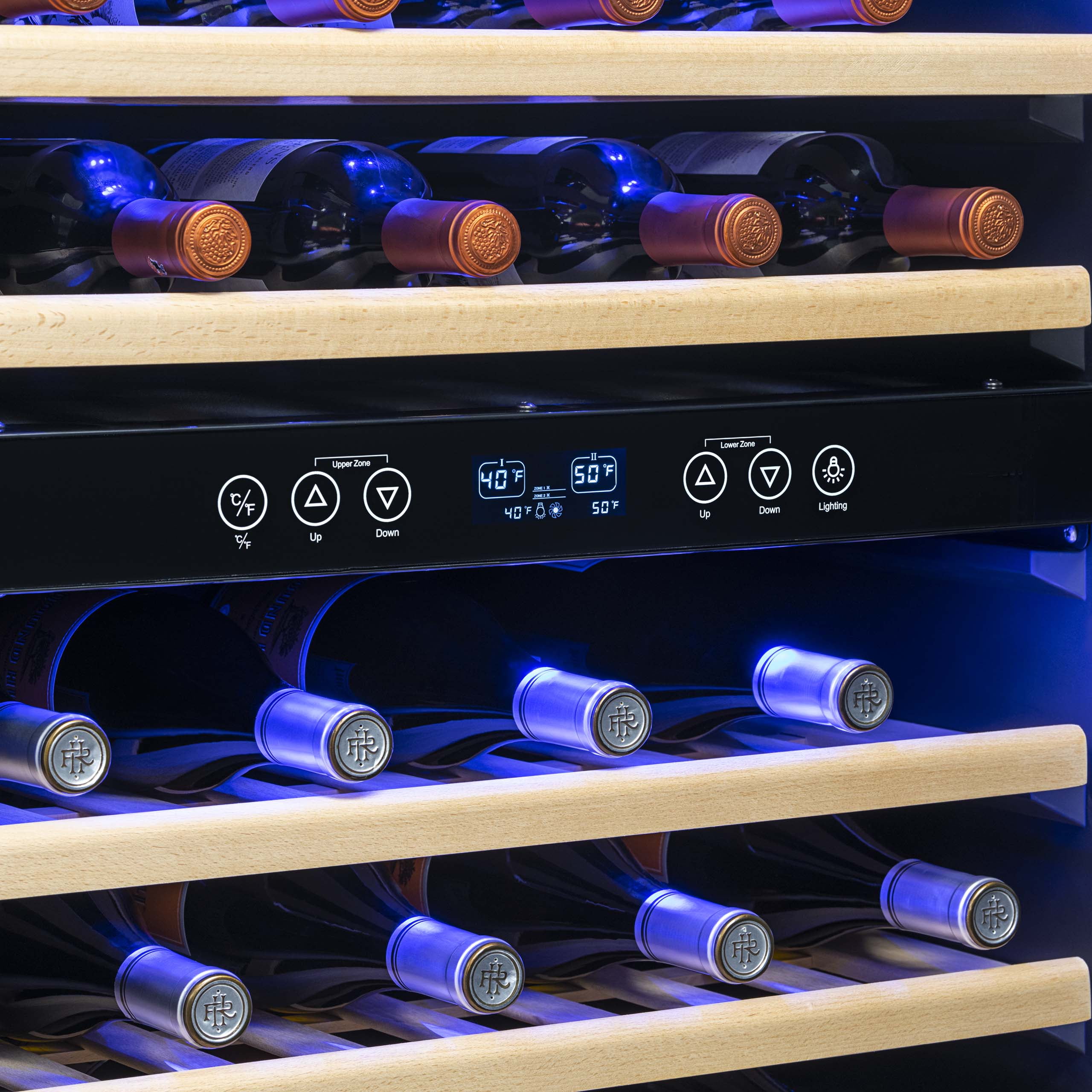 Newair 24-inch 46 Bottle Wine Cooler Refrigerator, Built-in Dual Zone Wine Fridge in Black Stainless Steel for Home, Office or Bar