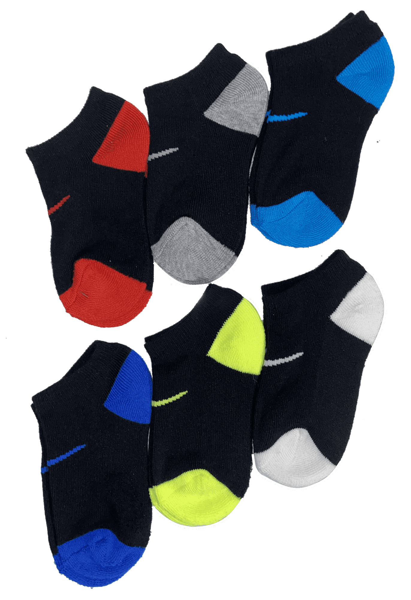 Nike Little Boys' No Show Socks 6 Pack Shoe Size 10C3Y/Sock Size 57