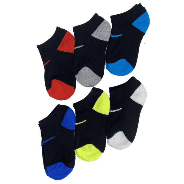 Nike Little Boys' No Show Socks 6 Pack Shoe Size 10C3Y/Sock Size 57