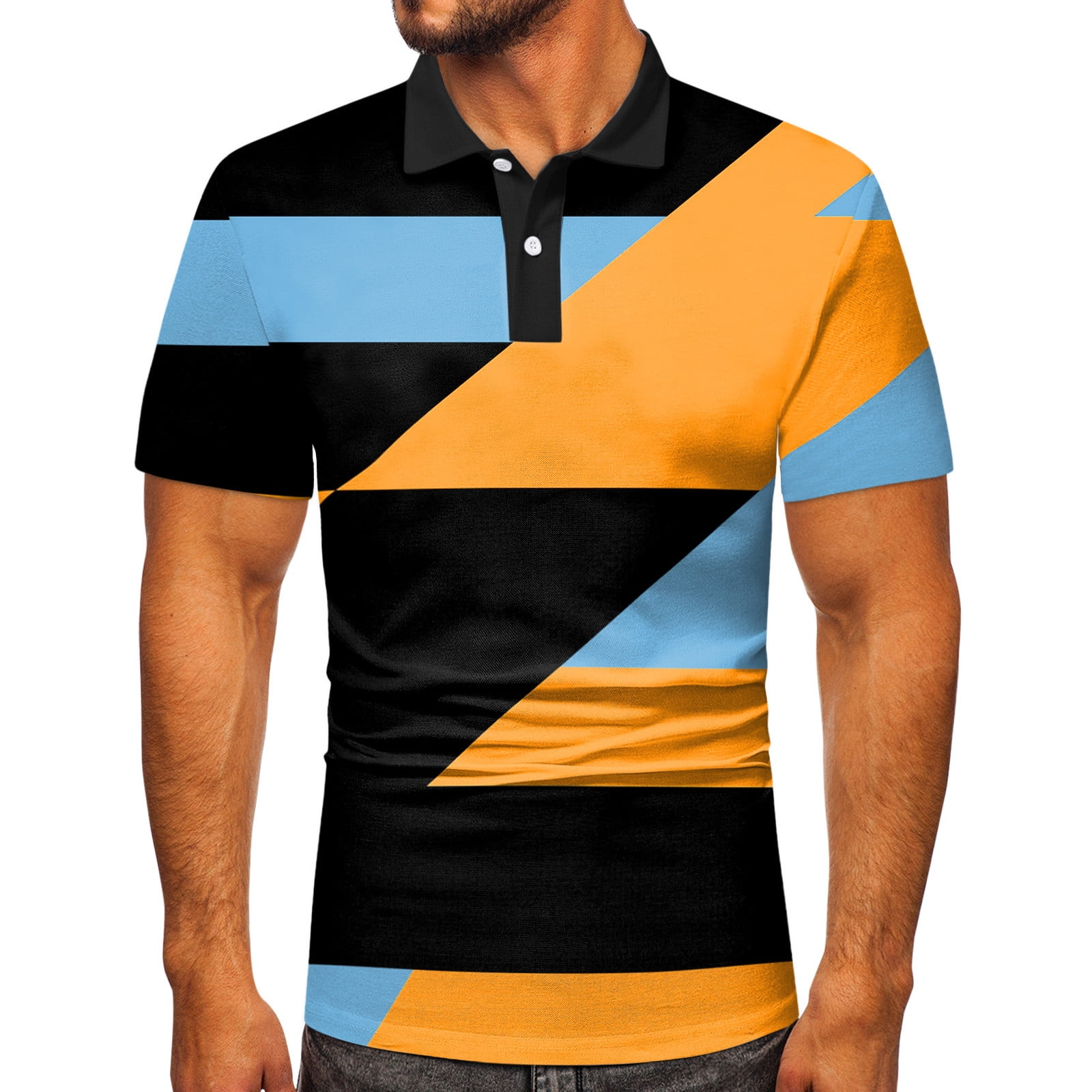 kpoplk Men's Polo Shirts Men's Classic Fit Short Sleeve Dual Tipped ...