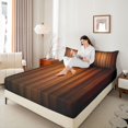 thumbnail image 3 of Homewish Gradient Stripe Bed Sheets,Glitter Stars Full Size Sheets,Red Brown,4-Piece,1 Flat Sheet, 1 Fitted Sheet and 2 Pillowcases, 3 of 6