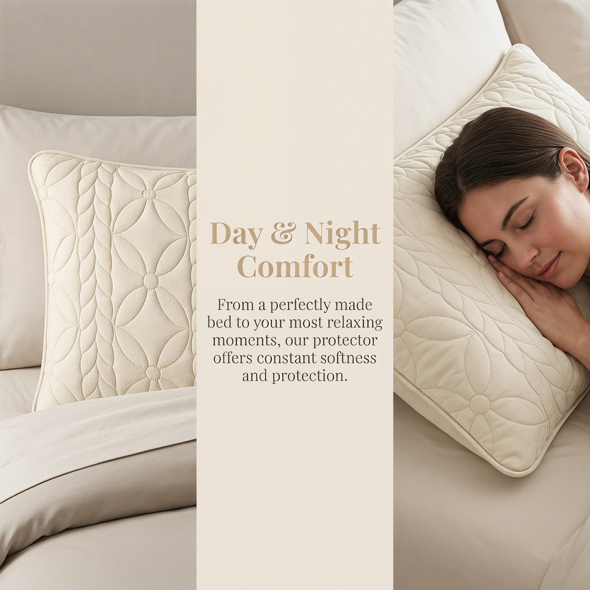 Unique Bargains Pillow Protectors Standard Size 2 Pcs Quilted Cotton Covers Khaki 19"x29"