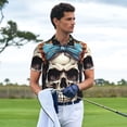 thumbnail image 4 of Daiia Bow Flower Skull Pattern Men’s Polo Shirts,Solid Deck Shirt,Classic Fit, Breathable Cotton Polo for Casual and Sport Wear-X-Large, 4 of 7
