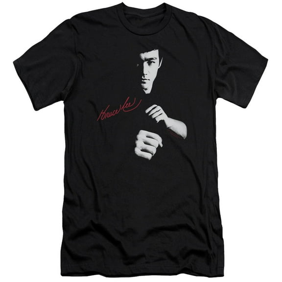 Bruce Lee The Dragon Awaits Premium Canvas T-Shirt Adult Slim Fit 30/1 Black