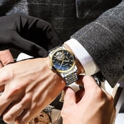 EXPLOJOY Luxury Automatic Watch for Men – Skeleton Design, Moon Phase Display, and Luminous Features