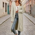 thumbnail image 6 of Otvok Ladies Open Front Maxi Knit Sweater Coat, Women Oversized Long Sleeve Diamond Cable Knit Loose Fit Cardigan Outerwear, 6 of 7