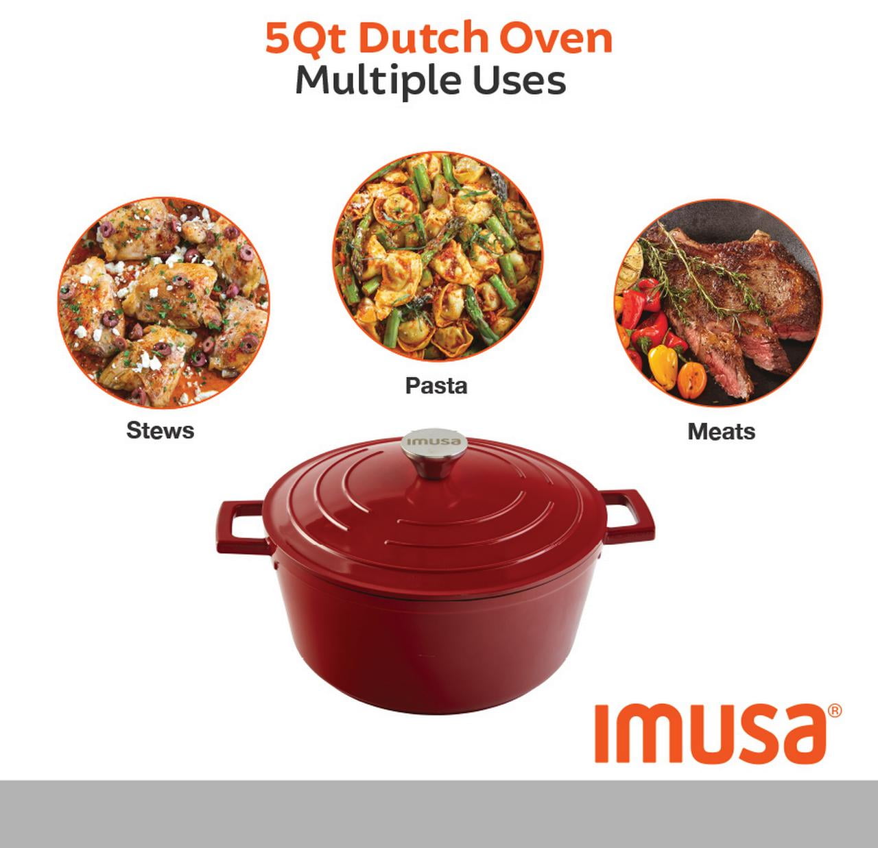 IMUSA Cast Aluminum Covered Dutch Oven - Red, 5 qt - City Market