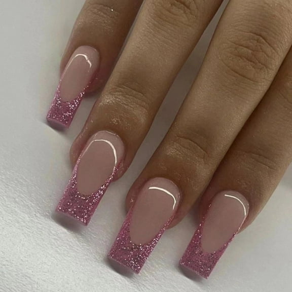 Long Water Pipe Wear Nail Tip Glitter French Style