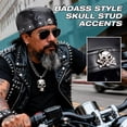 thumbnail image 5 of PU Leather Biker Skull Cap Classic Fashion Leather Biker Hat, Gothic Leather Bandana Unisex Motorcycle Cap, Fits 18-23inch, 5 of 9