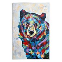 Geometric Hued Abstract Bear Animals & Insects Painting Unframed Art Print Wall Art