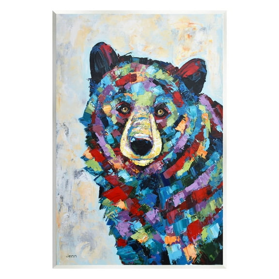 Geometric Hued Abstract Bear Animals & Insects Painting Unframed Art Print Wall Art