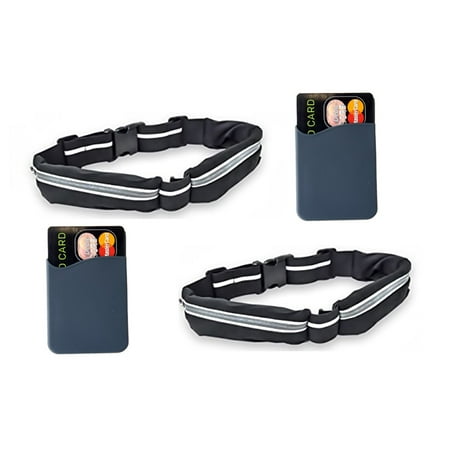 Around Reflective Belt - 2 Pack Go Belt Reflective Belt Cycling Running w/ 2 FREE Phone Pockets