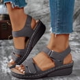 thumbnail image 2 of Orthopedic Sandals for Women Comfortable Low Wedges Breathable Footbed Arch Support Walking Shoes with Adjustable Strap Grey Size 7, 2 of 6