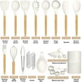 thumbnail image 4 of Kitchen Cooking Utensils Set, 33 pcs Non-stick Silicone Cooking Kitchen Utensils Spatula Set with Holder, Wooden Handle Silicone Kitchen Gadgets Utensil Set (Cream White), 4 of 7