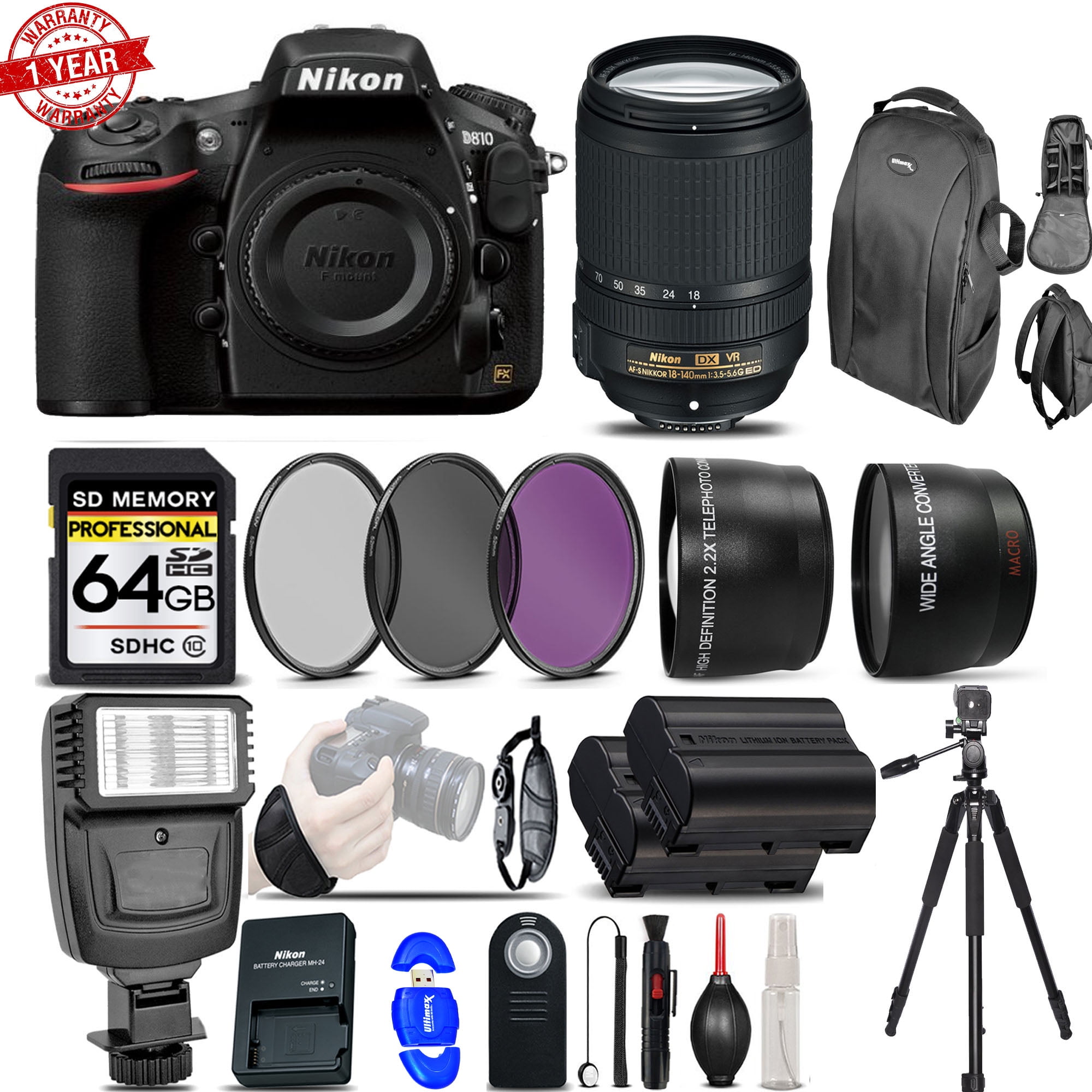 Nikon D810 DSLR Camera 36.3MP Nikon 18140mm VR Lens Ultimate Saving