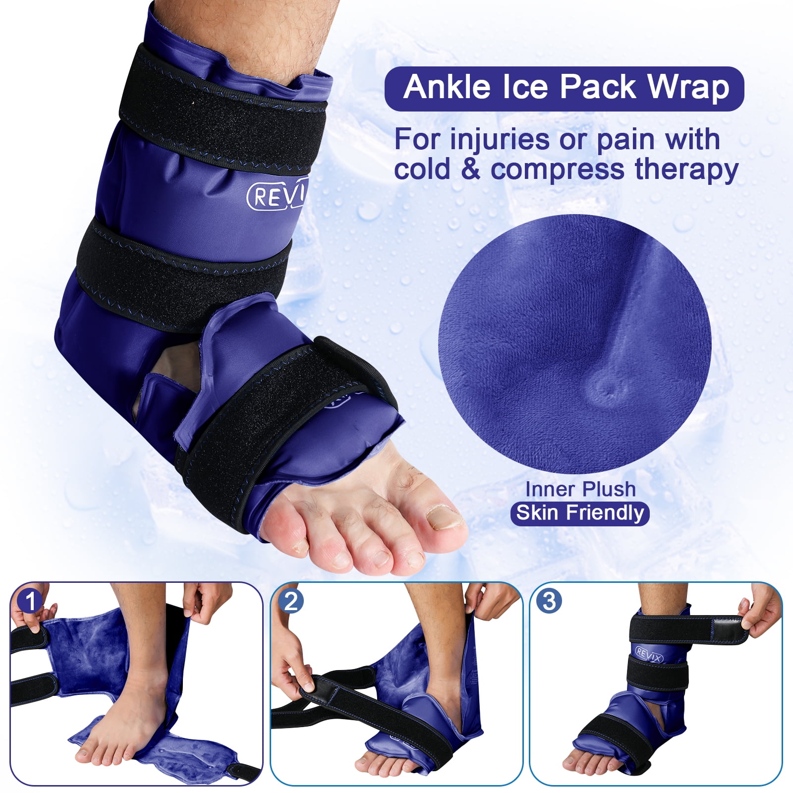 REVIX Ankle Ice Pack for Foot Injuries, Tendonitis, Plantar Fasciitis
